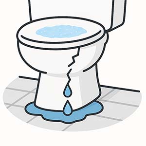 凍結でひび割れた便器