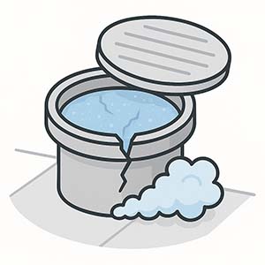 凍結した排水マス