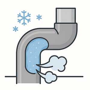 凍結した排水管内部